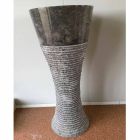 Pedestal washbasin in dark gray natural stone Fara, unique piece Viadurini
