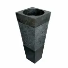 Washbasin Column Pyramid Stone Natural Black Nias Viadurini
