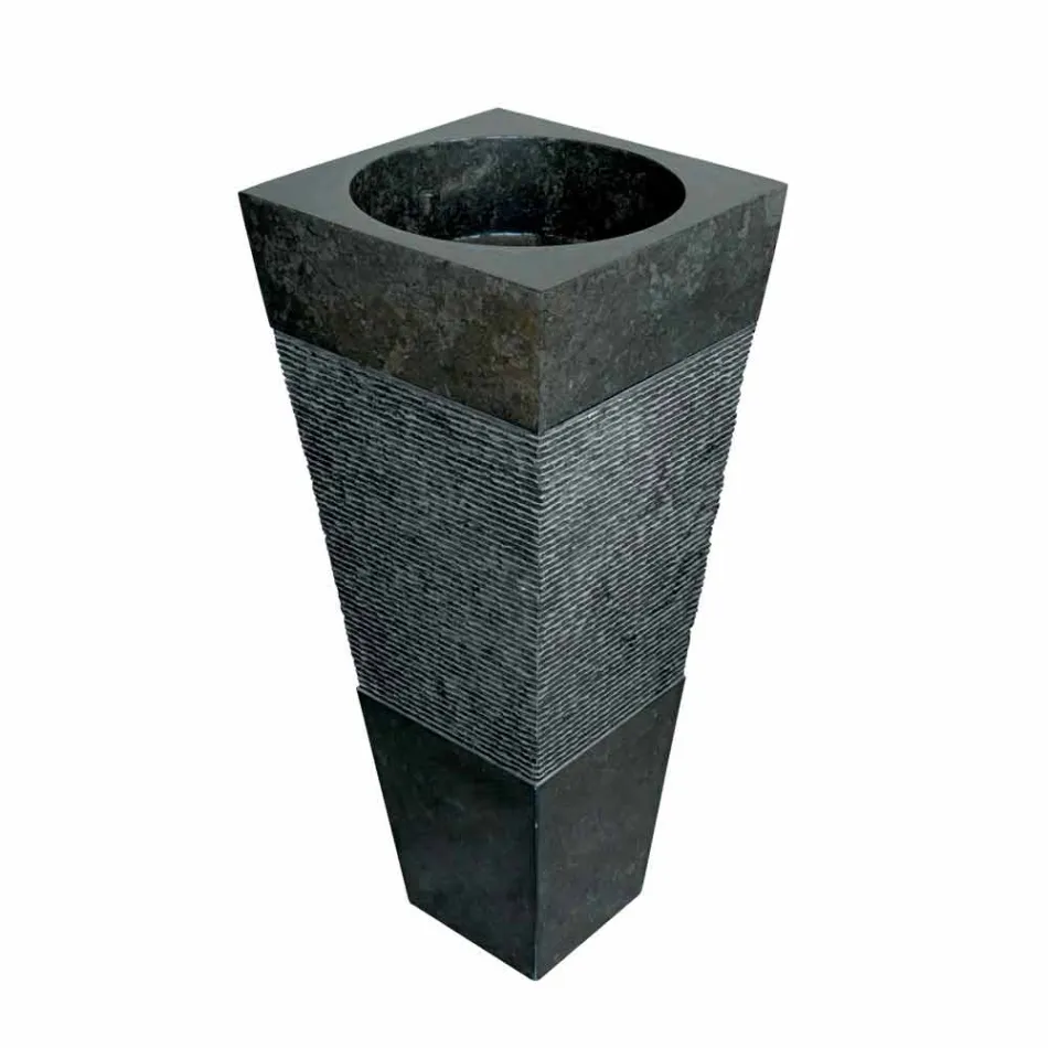 Washbasin Column Pyramid Stone Natural Black Nias Viadurini