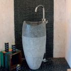 Washbasin Column Spherical Stone Natural Smoke Gili Viadurini