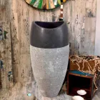 Washbasin Column Spherical Stone Natural Black Gili Viadurini