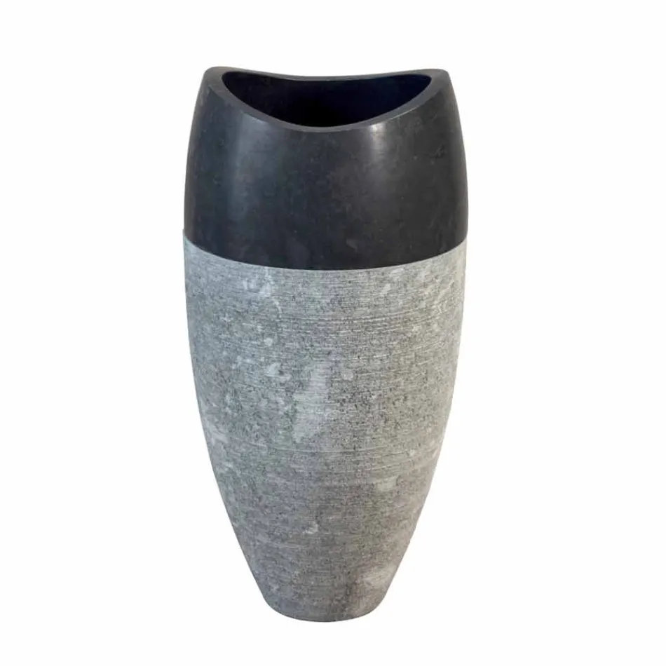 Washbasin Column Spherical Stone Natural Black Gili Viadurini