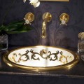 Built-in decorated sink in fire clay and 24k gold made in Italy, Otis