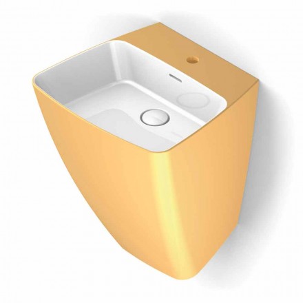 Modern design wall-mounted ceramic washbasin made in Italy, Goran Viadurini