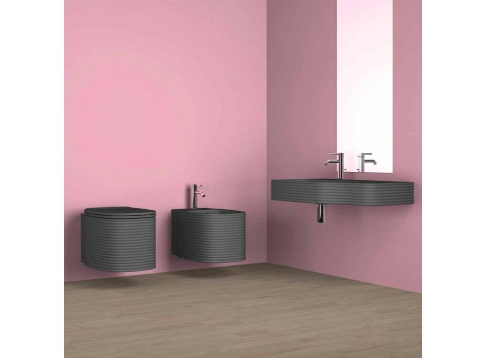 Modern ceramic wall-mounted washbasin made in Italy, Hamlet