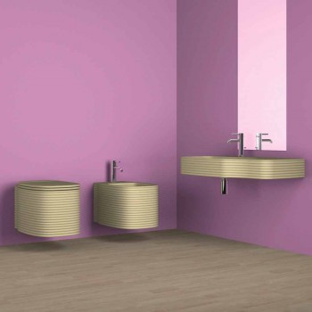 Modern ceramic wall-mounted washbasin made in Italy, Hamlet
