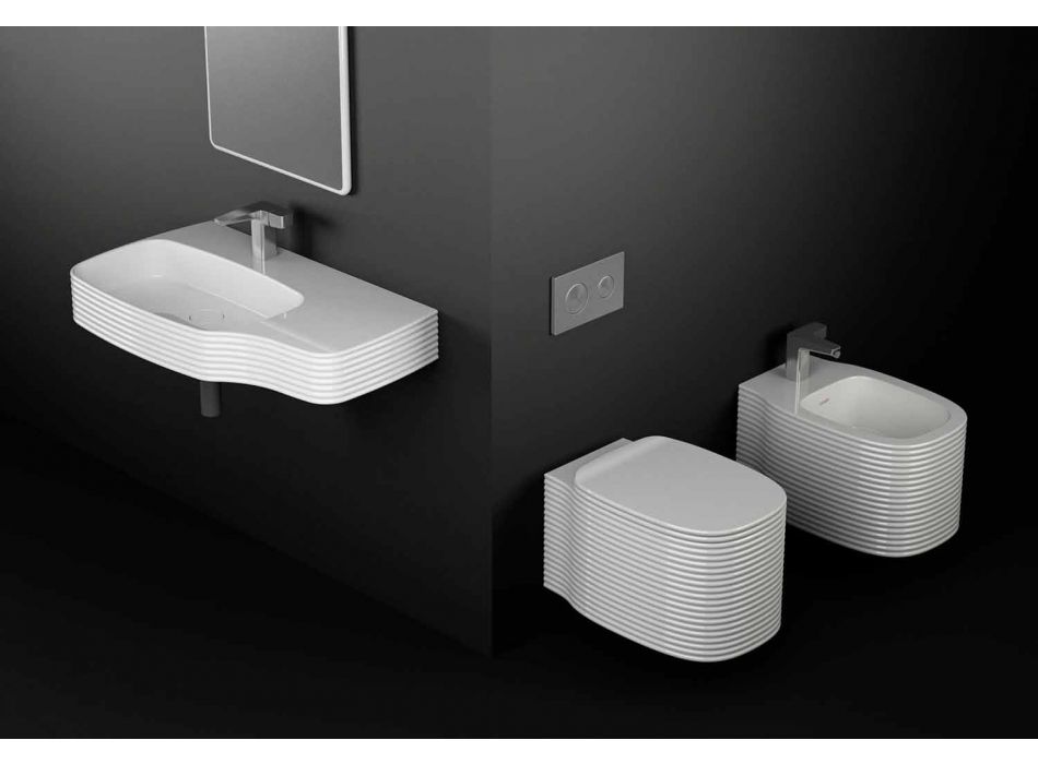 Modern ceramic wall-mounted washbasin made in Italy, Hamlet Viadurini