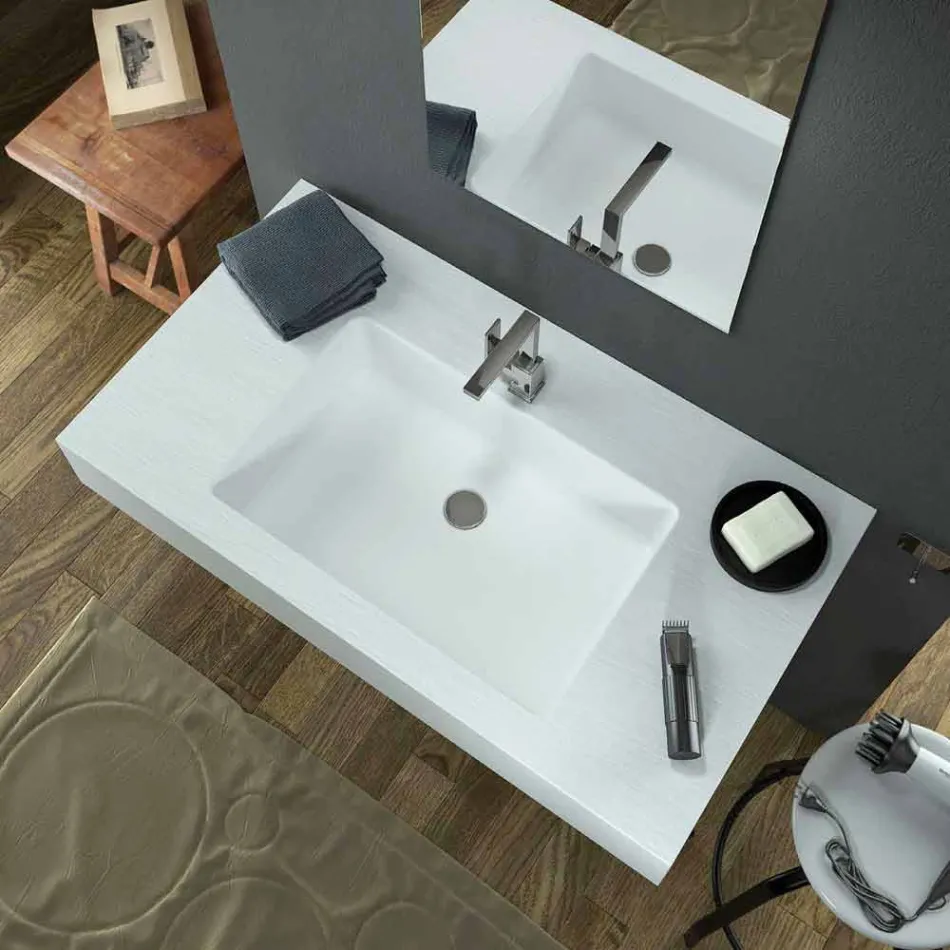 Modern suspension washbasin in Texolid produced in Italy, Rufina Viadurini