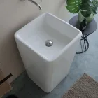 Freestanding Square Ceramic Washbasin with a Modern Design - Papavero Viadurini