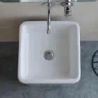 Freestanding Square Ceramic Washbasin with a Modern Design - Papavero Viadurini