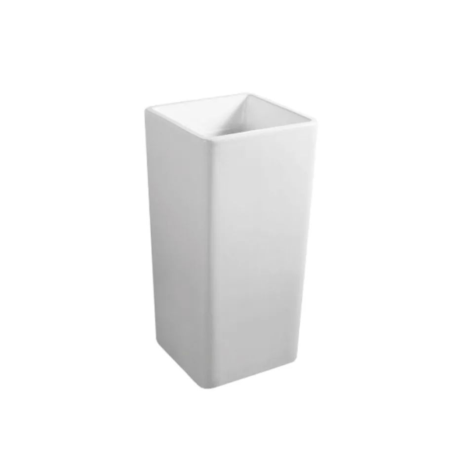 Freestanding Square Ceramic Washbasin with a Modern Design - Papavero Viadurini