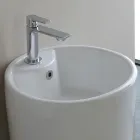 Freestanding Round White Ceramic Modern Washbasin - Papavero Viadurini
