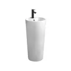 Freestanding Round White Ceramic Modern Washbasin - Papavero Viadurini
