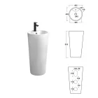 Freestanding Round White Ceramic Modern Washbasin - Papavero Viadurini