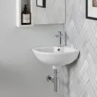 Corner Sink in White Ceramic with a Modern and Elegant Design - Silica Viadurini
