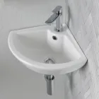 Corner Sink in White Ceramic with a Modern and Elegant Design - Silica Viadurini