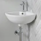 Corner Sink in White Ceramic with a Modern and Elegant Design - Silica Viadurini