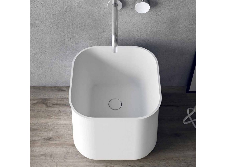 Modern Design Square Countertop Washbasin in White Resin - Tulyp Viadurini