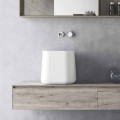 Modern Design Square Countertop Washbasin in White Resin - Tulyp