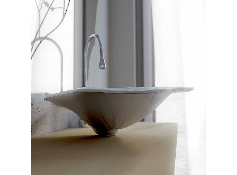 Washbasin modern design support in the shape of leaf Faruglium Viadurini