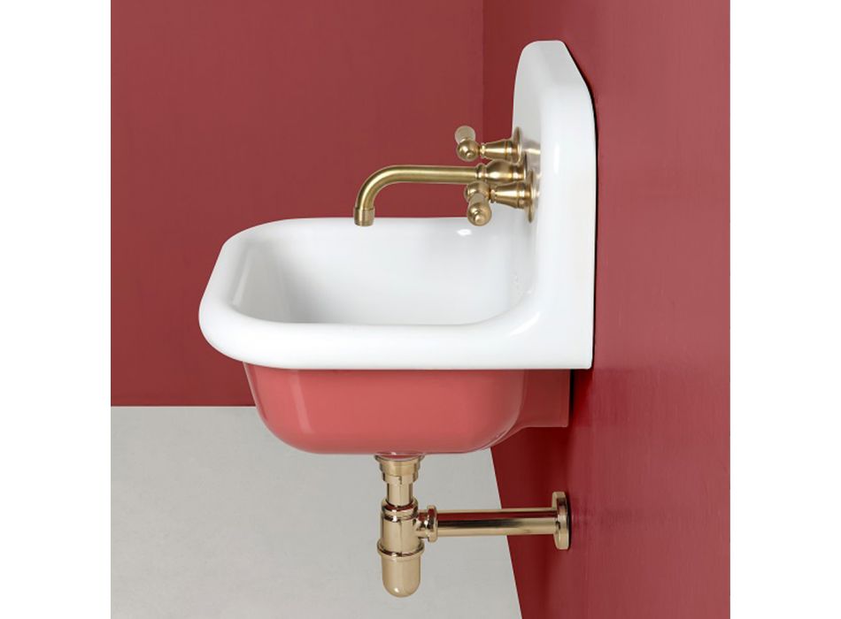Suspended Bathroom Washbasin in White and Colored Ceramic 42 cm - Meridiano Viadurini
