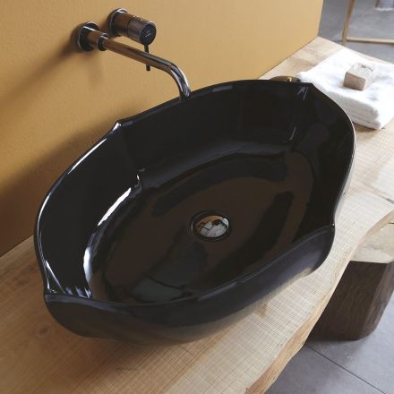 Shiny Ceramic Countertop Bathroom Washbasin Made in Italy - Oscar Viadurini