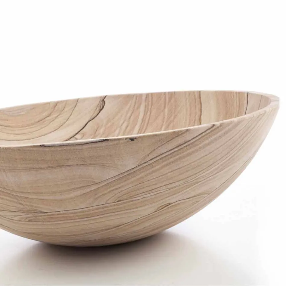 Countertop Bathroom Washbasin in Sand Stone Round Shape - Cerasolo Viadurini