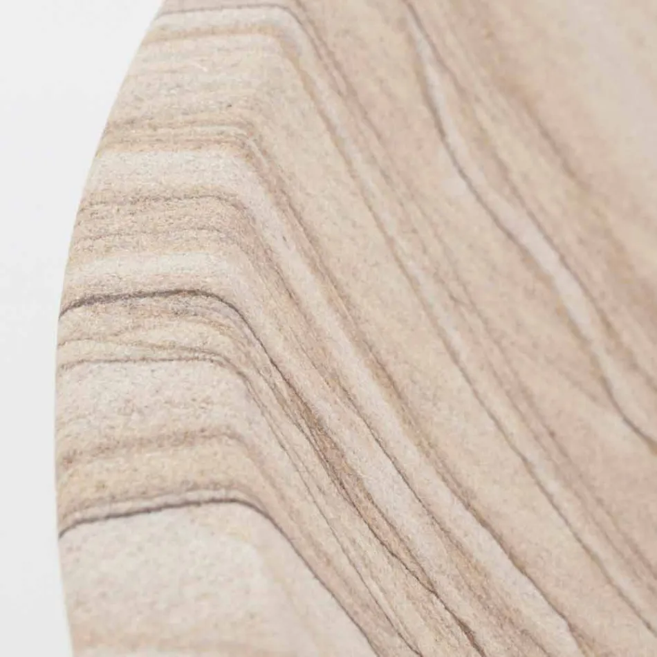 Countertop Bathroom Washbasin in Sand Stone Round Shape - Cerasolo Viadurini