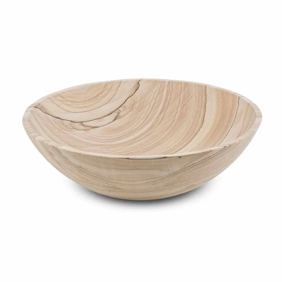 Countertop Bathroom Washbasin in Sand Stone Round Shape - Cerasolo Viadurini