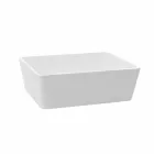 White Solid Surface Countertop Bathroom Washbasin with Concealed Drain - Sider Viadurini