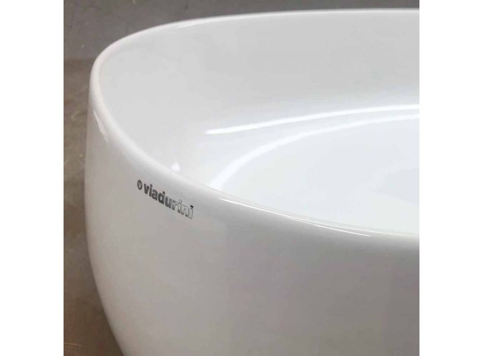 Oval Countertop Bathroom Washbasin in Colored Ceramic Made in Italy - Chain Viadurini