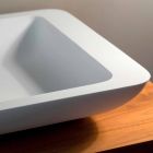 Rectangular Countertop Washbasin in White Solid Surface - Albertina Viadurini