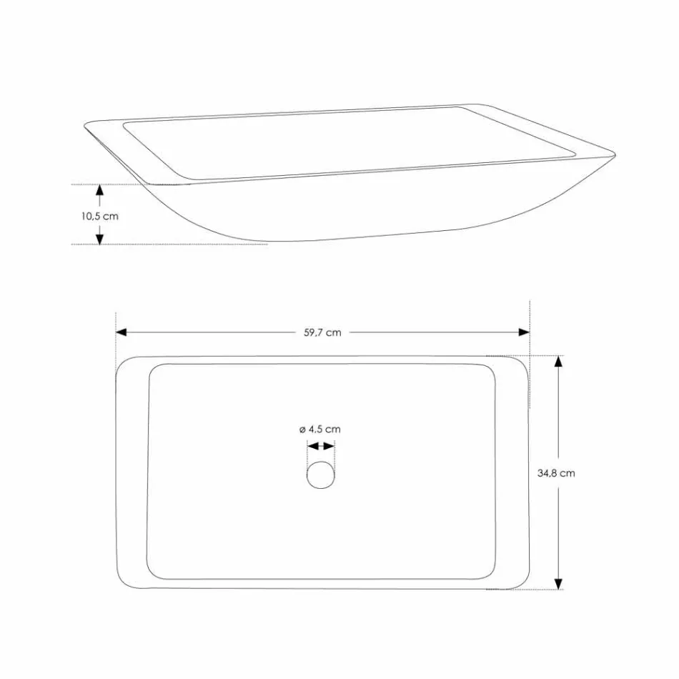 Rectangular Countertop Washbasin in White Solid Surface - Albertina Viadurini
