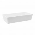 Rectangular Countertop Washbasin in Solid Surface White Finish - Sider