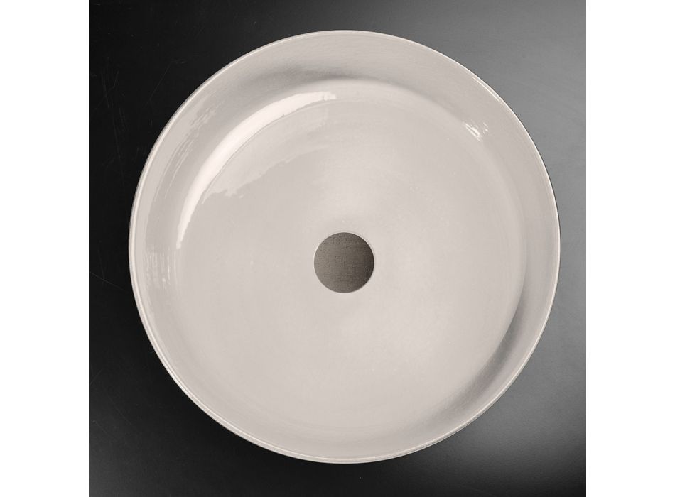 White Design Bathroom Washbasin in Refractory Clay Made in Italy - Tatiana Viadurini