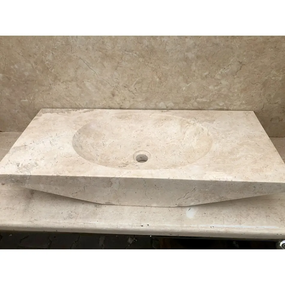 White natural stone washbasin Vox, unique piece Viadurini