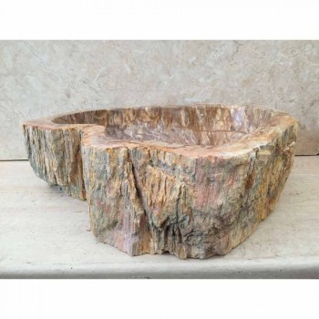 Design bathroom sink in fossil wood Star mini, unique piece