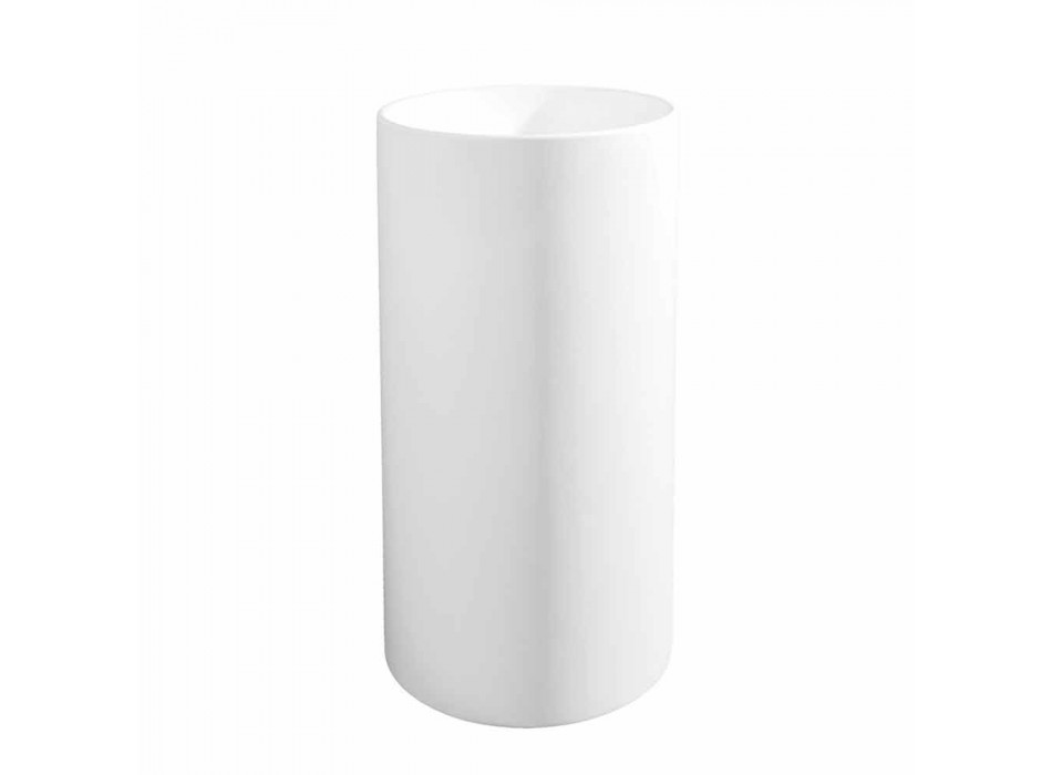 Freestanding Bathroom Washbasin in White Resin with Cylindrical Shape - Libertine Viadurini