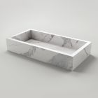 Bathroom Washbasin in Marble Effect Porcelain Stoneware Made in Italy - Ludmilla Viadurini