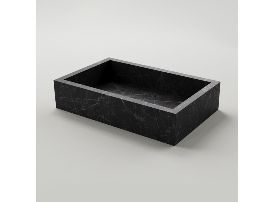 Bathroom Washbasin in Marble Effect Porcelain Stoneware Made in Italy - Ludmilla