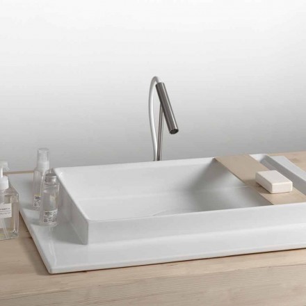 Basin bathroom ceramic rectangular modern design Fred Viadurini