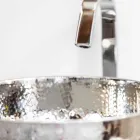 Round Countertop Washbasin in Hammered Chrome Brass - Diamond Viadurini