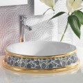 Semi-recessed bathroom sink in fire clay/24k gold made in Italy,Manilo