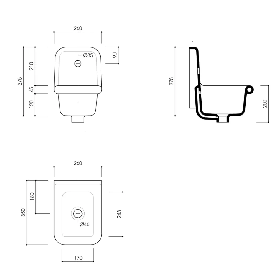 Vintage Style Colored Ceramic Wall Hung Washbasin 26 cm - Jordan Viadurini