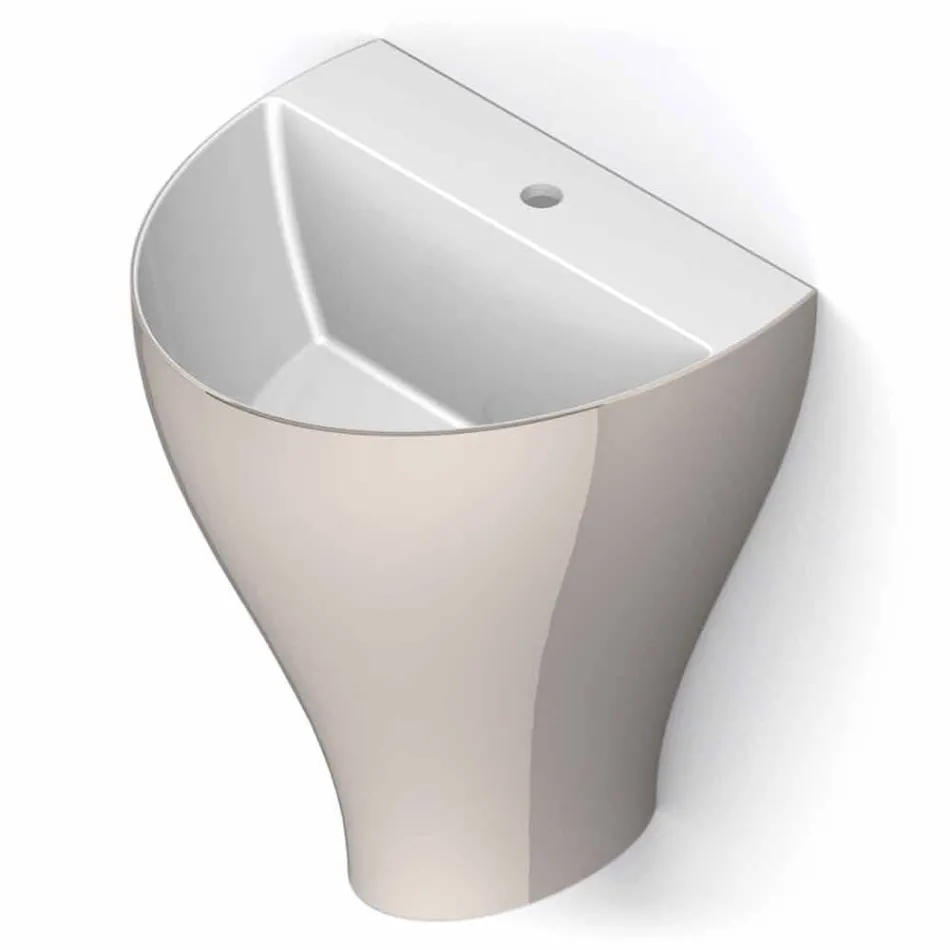 Modern ceramic wall hung bathroom sink made in Italy, Fiorello Viadurini