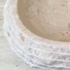 Cora oval white washbasin, handmade Viadurini