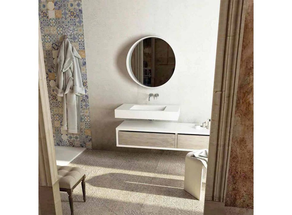 Central washbasin with design bathroom top made in Italy Gemona Viadurini