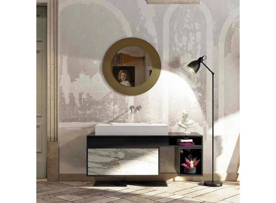 Central washbasin and design bathroom top made in Italy Voghera Viadurini