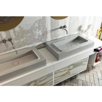 Central washbasin and design bathroom top made in Italy Voghera