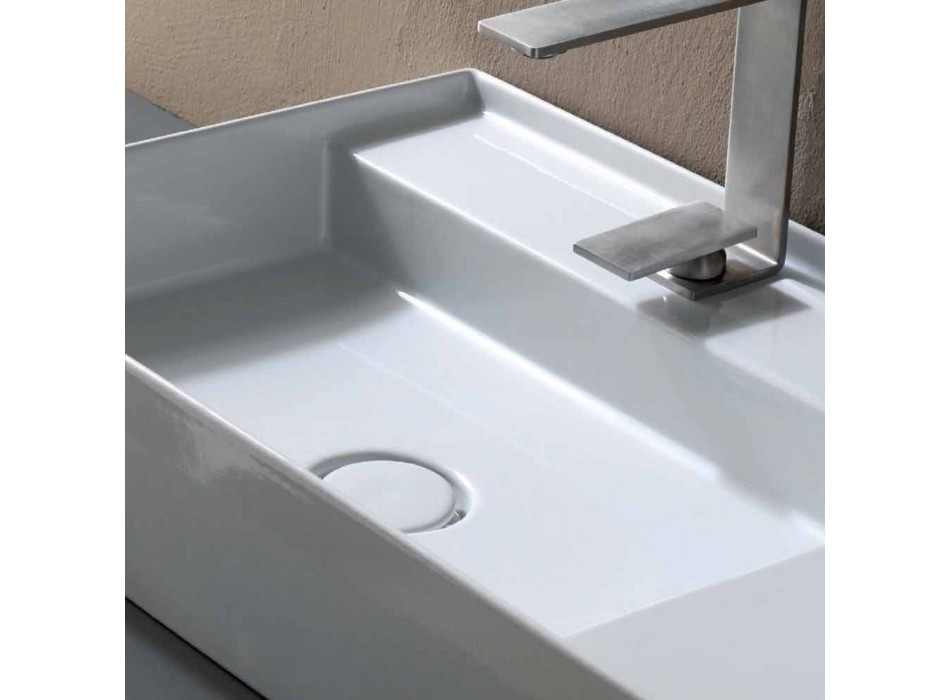 Ceramic washbasin countertop modern design made in Italy Sun 65x40 cm